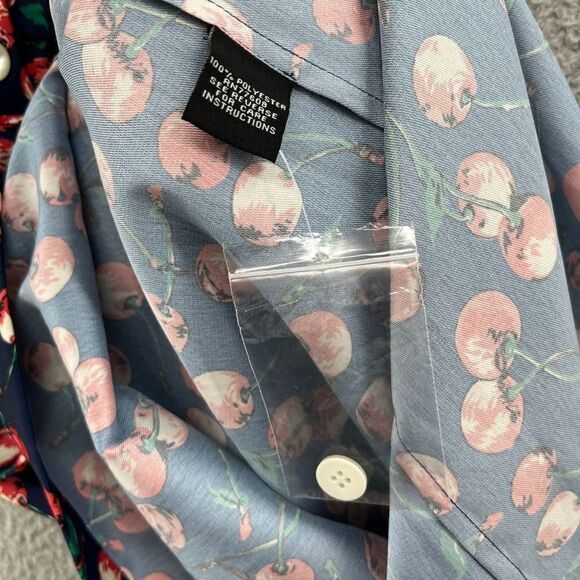 J. Peterman Dress Retro Cherry Print Button Front Collared Pockets NWOT Medium - Picture 11 of 13